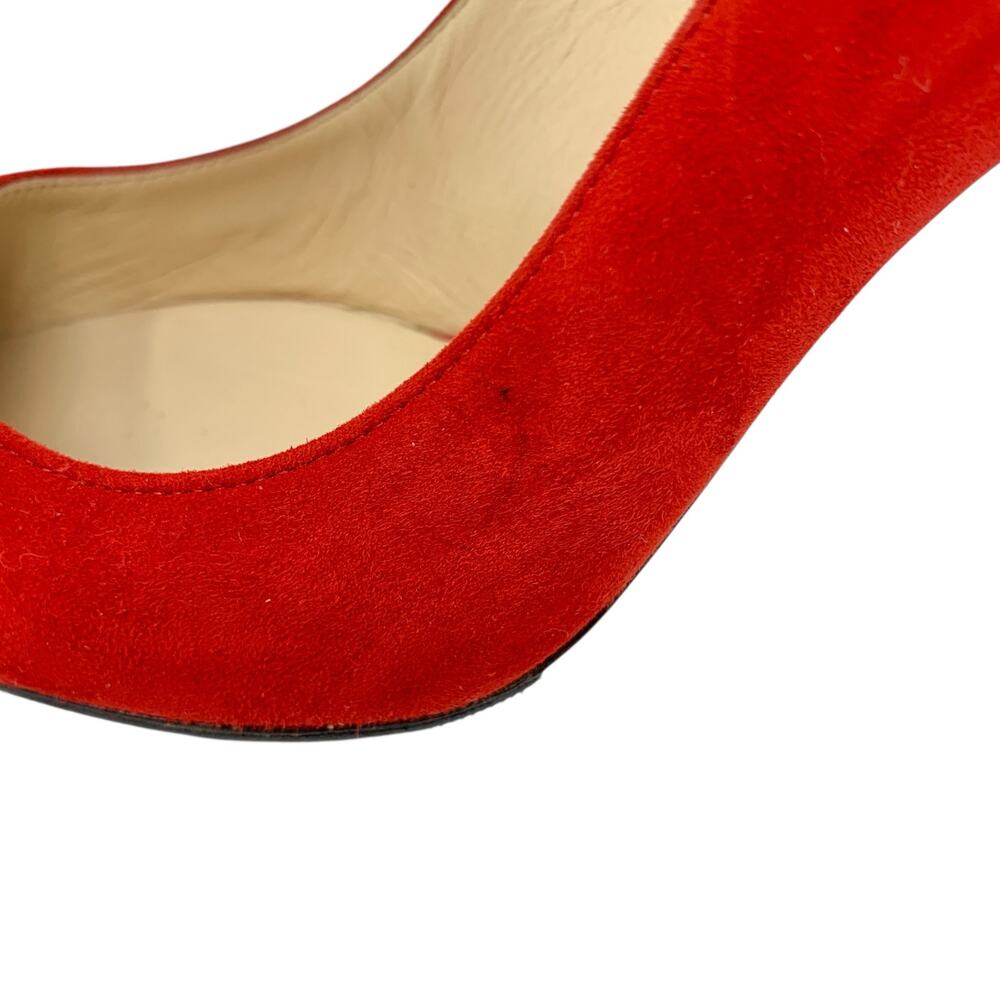 Jimmy Choo Romy 100 Red Suede Pointed Toe Pumps EU 37 Stiletto Heels - Picture 7 of 11